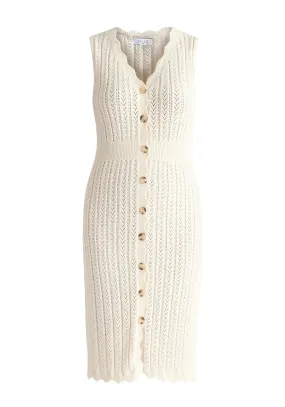 Cream Pointelle Knitted Dress