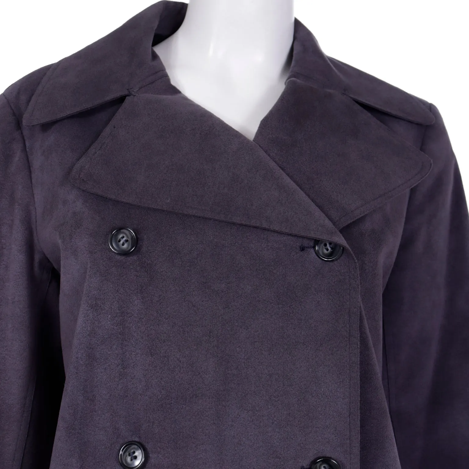 1970s Halston Vintage Steel Blue Grey Ultrasuede Coat