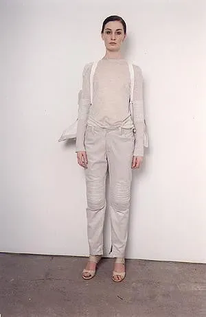 1999 Platinum-Printed Lamb Leather Biker Trousers