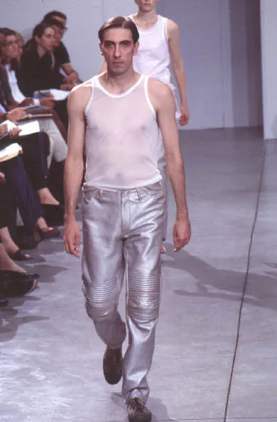 1999 Platinum-Printed Lamb Leather Biker Trousers