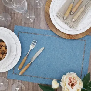 2PCs Rectangular Shape Placemats-(SA2405-252)Blue