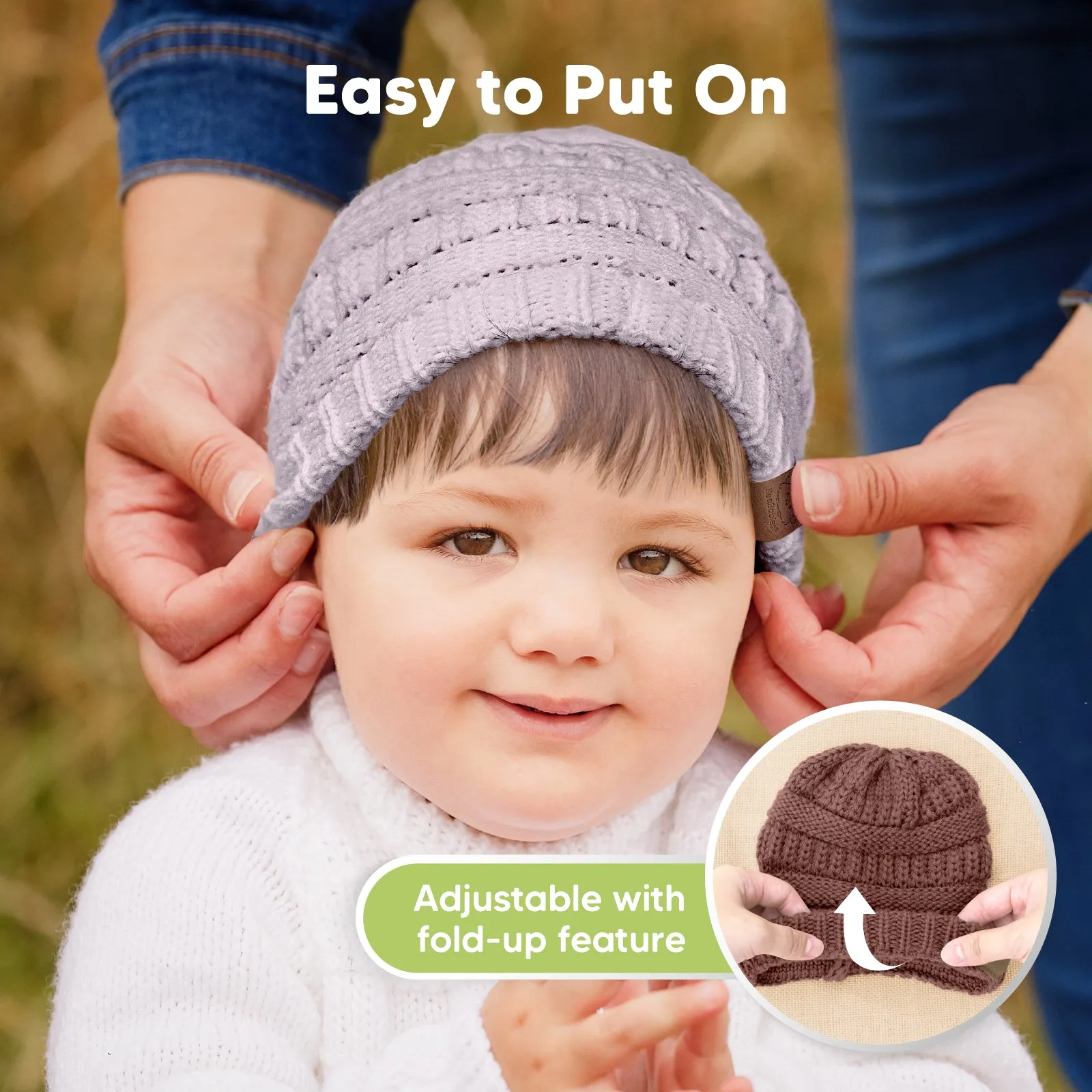 3-Pack Warmzy Baby Beanies (Mauve, M)