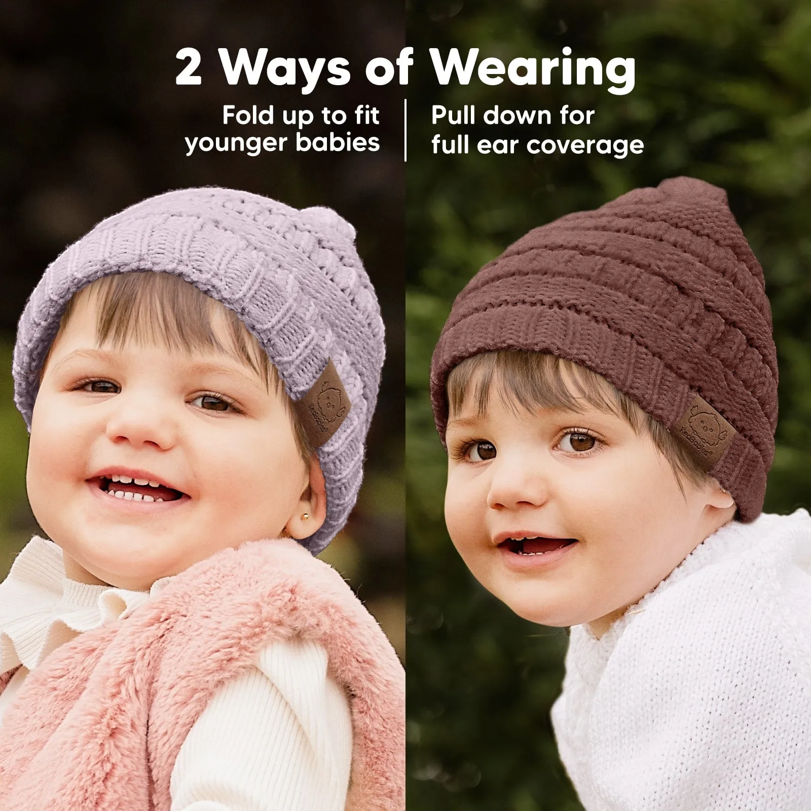 3-Pack Warmzy Baby Beanies (Mauve, M)