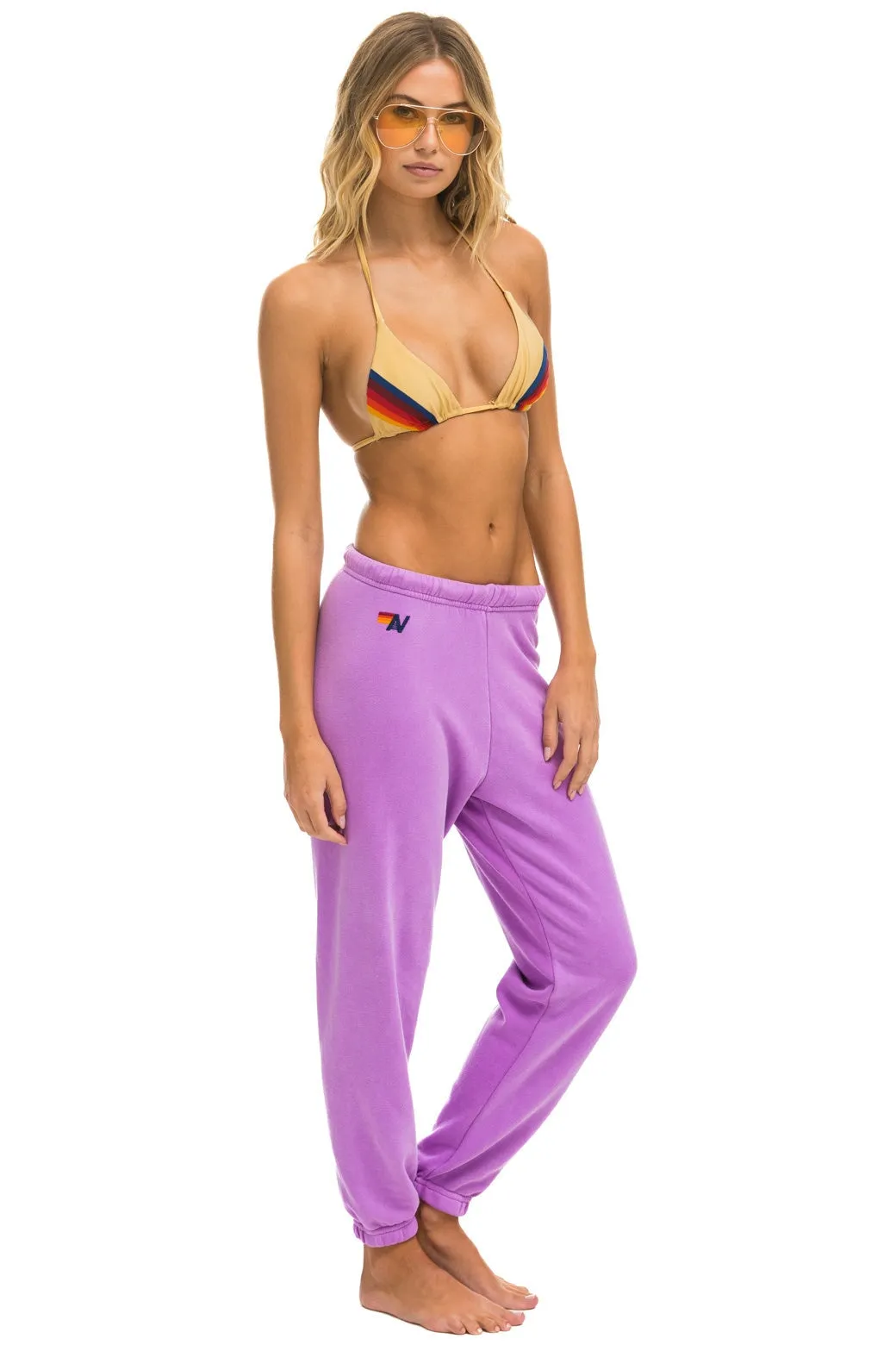 5 STRIPE SWEATPANTS - NEON PURPLE // PINK PURPLE