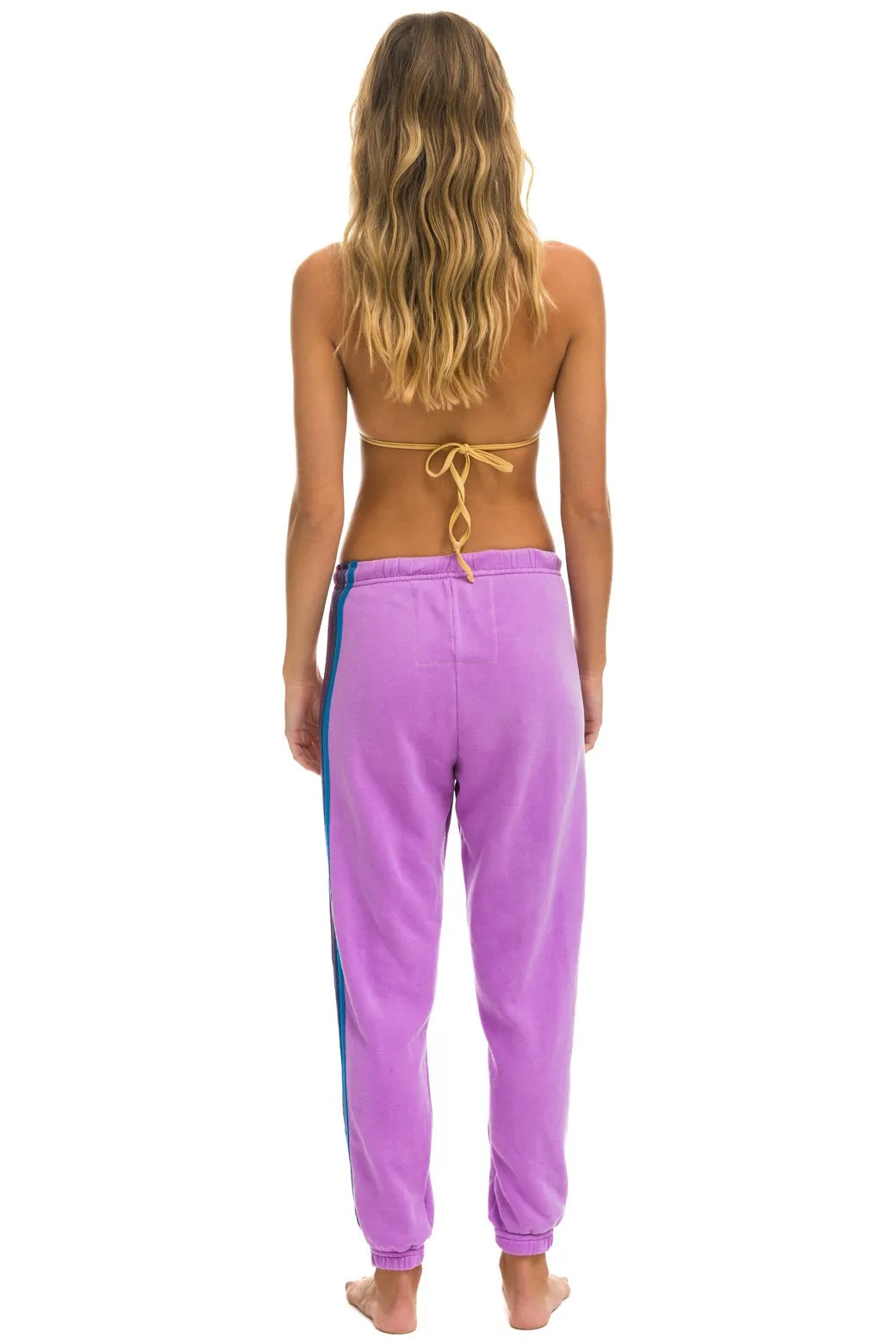 5 STRIPE SWEATPANTS - NEON PURPLE // PINK PURPLE