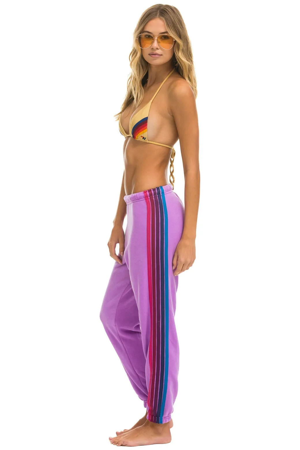 5 STRIPE SWEATPANTS - NEON PURPLE // PINK PURPLE