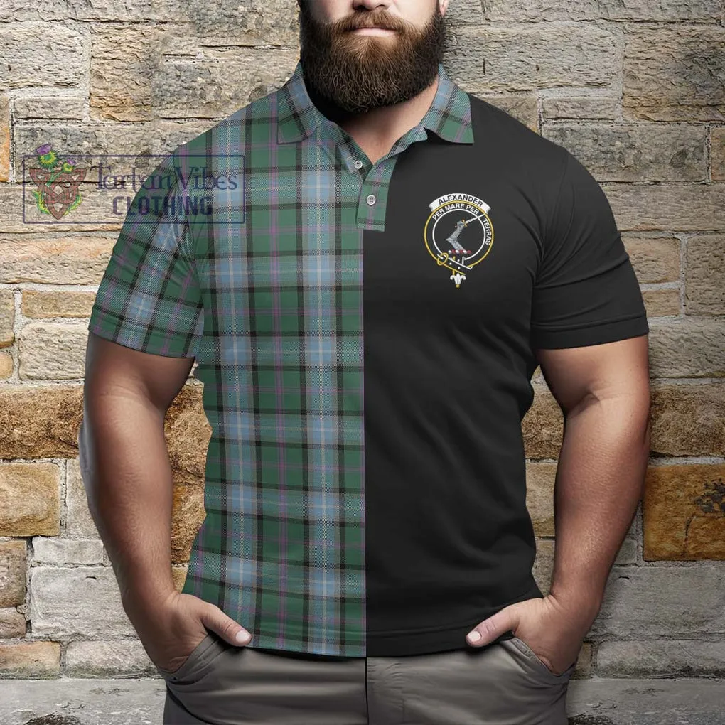 Alexander of Menstry Hunting Tartan Polo Shirt with Family Crest and Half Of Me Style