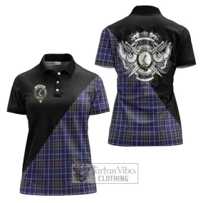 Alexander of Menstry Tartan Women's Polo Shirt with Family Crest and Military Logo Style