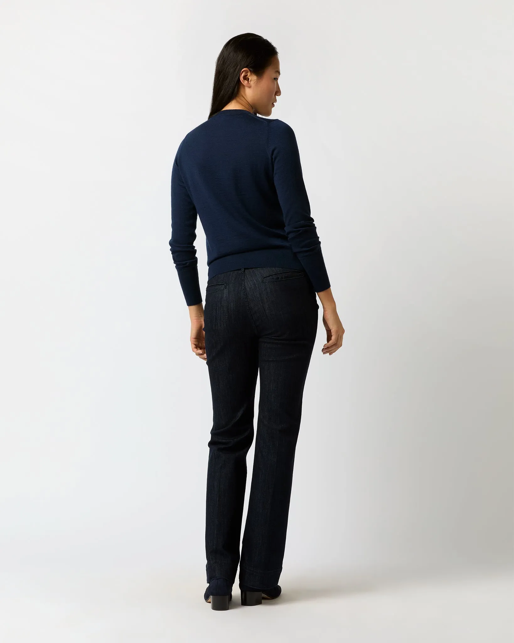 Alida Crewneck Sweater in Navy Cashmere