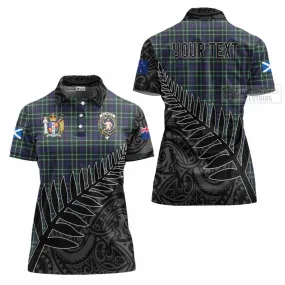 Allardice Crest Tartan Women's Polo Shirt with New Zealand Silver Fern Half Style