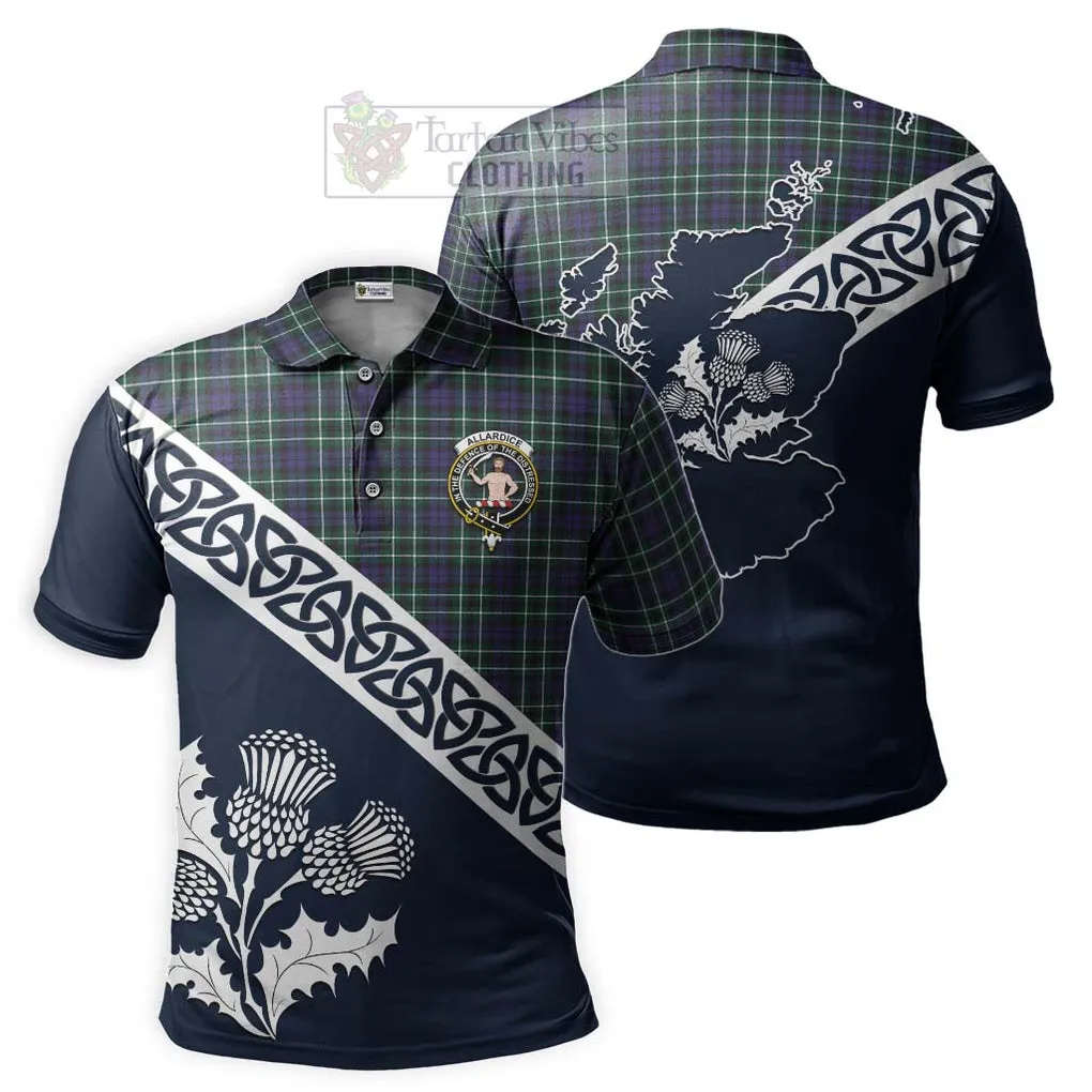 Allardice Tartan Polo Shirt Featuring Thistle and Scotland Map