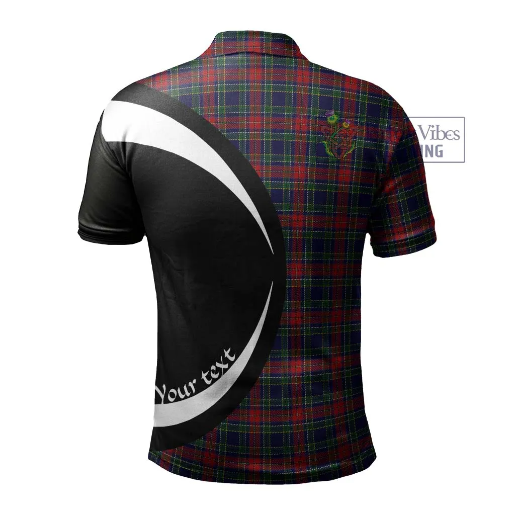 Allison Red Tartan Men's Polo Shirt with Family Crest Circle Style