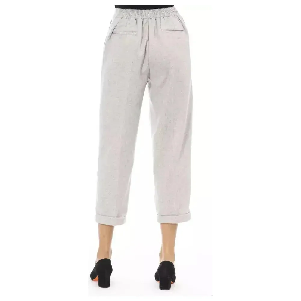 Alpha Studio Gray Wool Women Pant