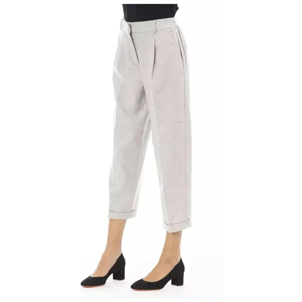 Alpha Studio Gray Wool Women Pant