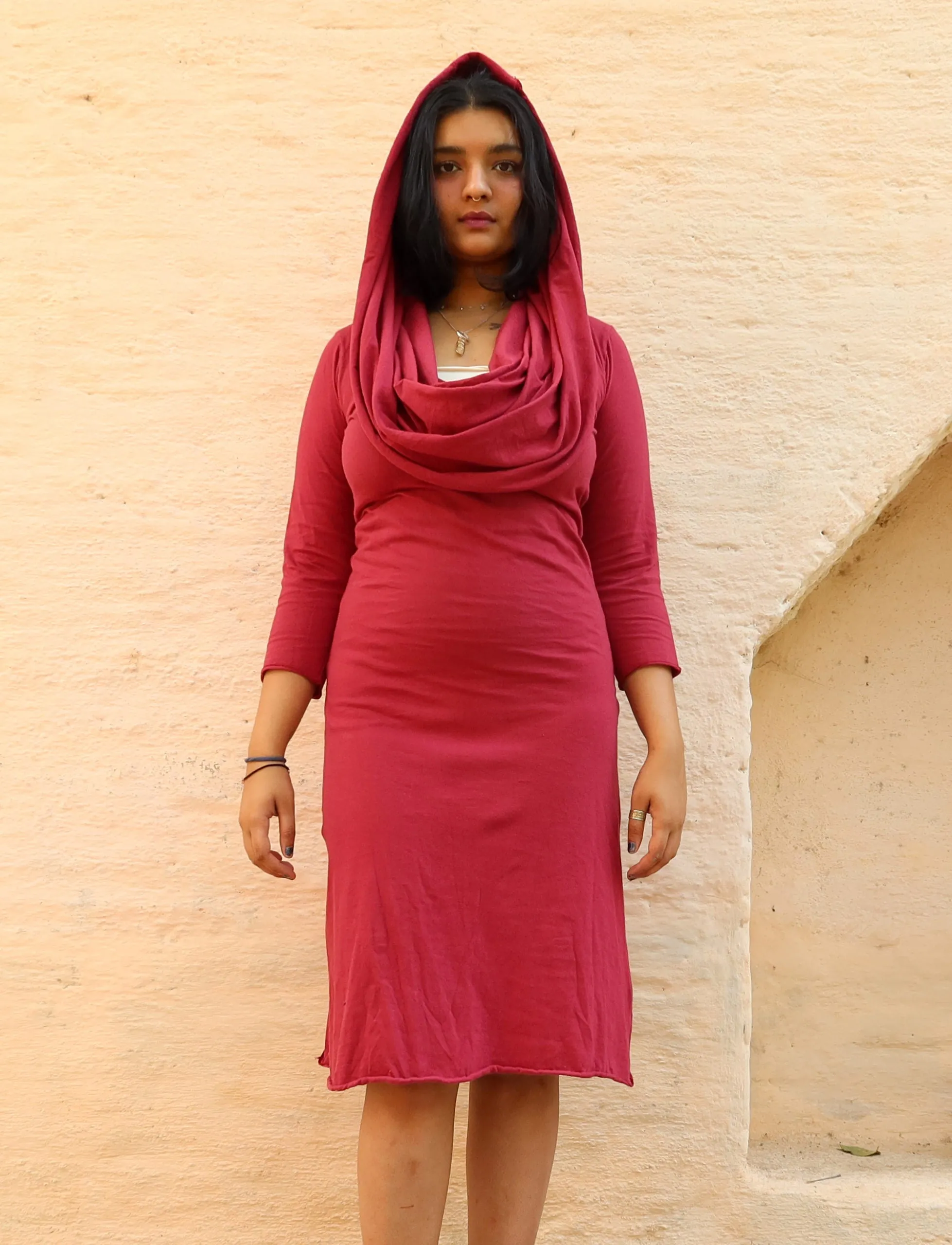 Ama Cowl Simplicity Below Knee Dress