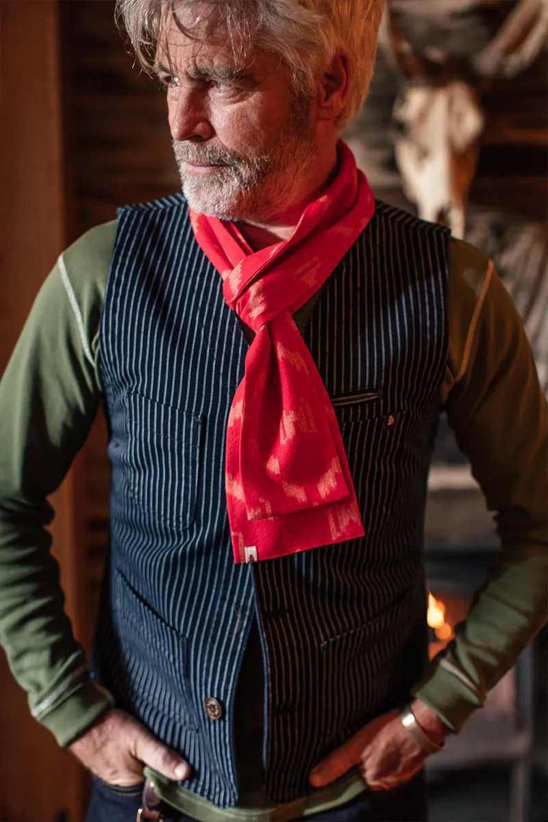 &SONS Red IKAT Scarf