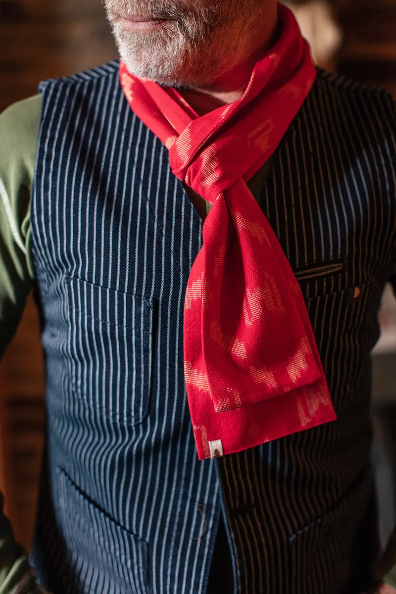 &SONS Red IKAT Scarf