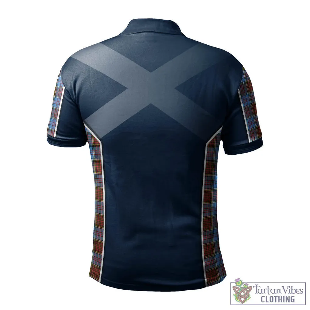 Anderson Modern Tartan Men's Polo Shirt with Family Crest and Scottish Thistle Vibes Sport Style