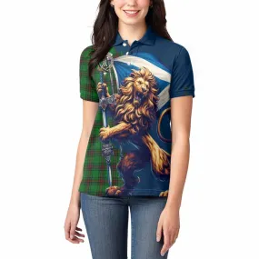 Anstruther Tartan Family Crest Women's Polo Shirt with Scottish Majestic Lion