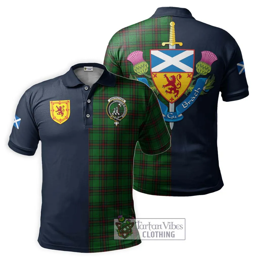 Anstruther Tartan Polo Shirt Alba with Scottish Lion Royal Arm Half Style