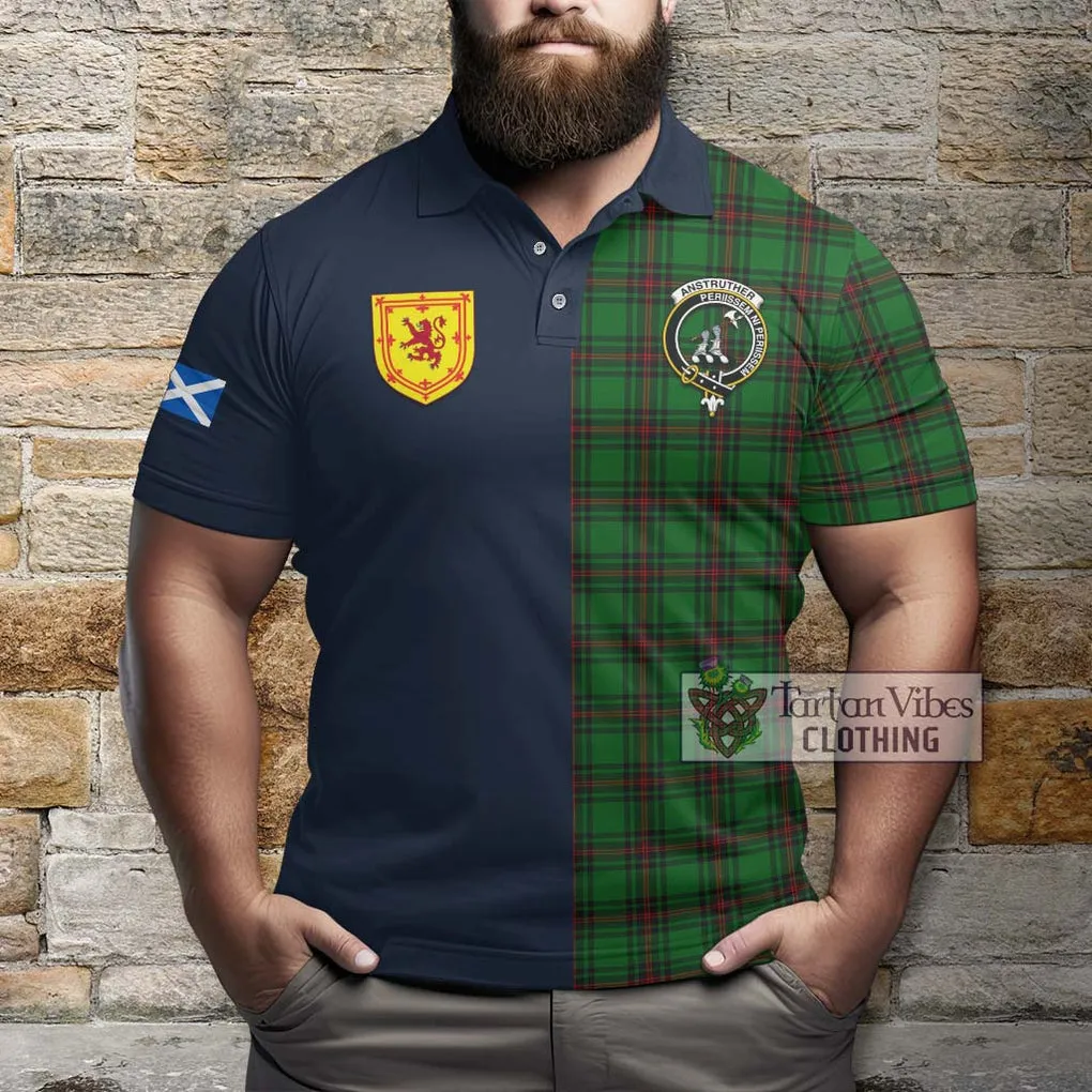 Anstruther Tartan Polo Shirt Alba with Scottish Lion Royal Arm Half Style