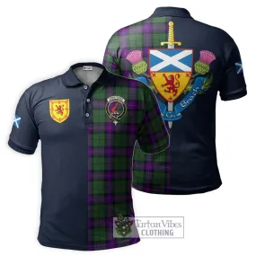 Armstrong Modern Tartan Polo Shirt Alba with Scottish Lion Royal Arm Half Style