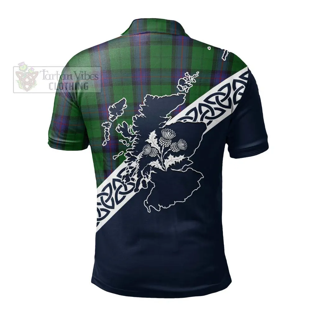 Armstrong Tartan Polo Shirt Featuring Thistle and Scotland Map