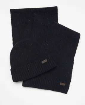 Barbour - Carlton Fleck Beanie & Scarf Gift Set, Navy