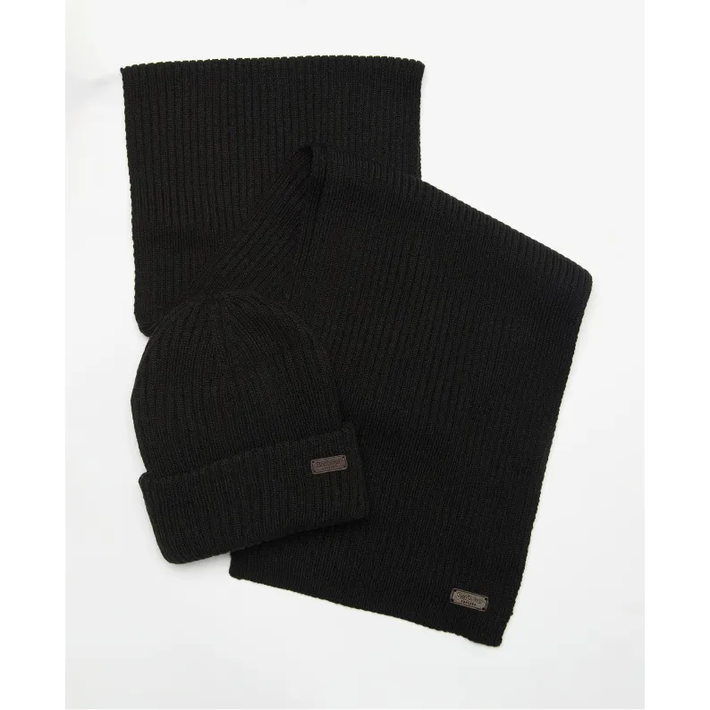 Barbour Crimdon Beanie and Scarf Gift Set MGS0019 - Black