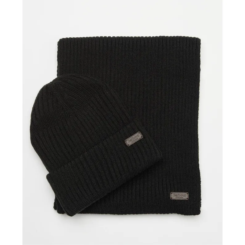 Barbour Crimdon Beanie and Scarf Gift Set MGS0019 - Black