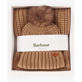 Barbour Saltburn Beanie & Scarf Gift Set LGS0023 Mink