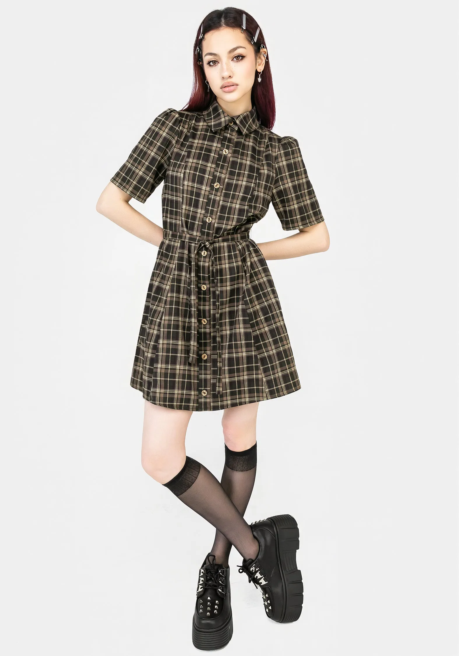 Beatrice Check Mini Shirt Dress