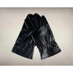 Black Leather Fleece Lined Unisex Winter Gloves