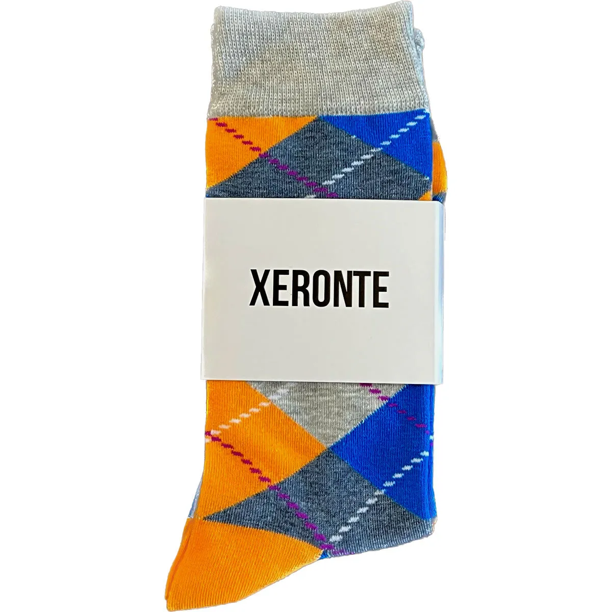 Blue And Yellow Argyle Mens Crew Socks