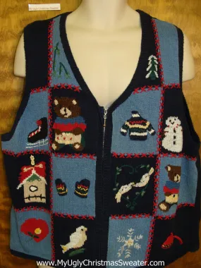 Blue Checkerboard Corny Christmas Sweater Vest