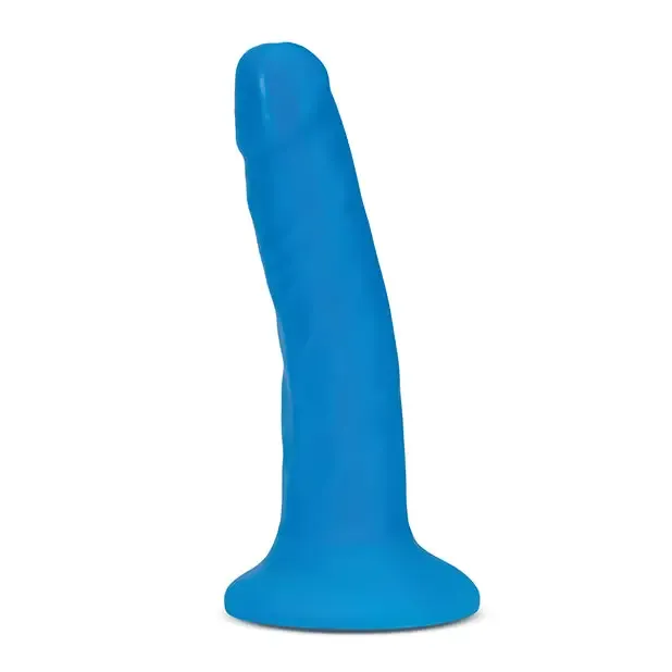 Blush Neo Elite 6 in. Silicone Dual Density Dildo with Suction Cup Neon Blue