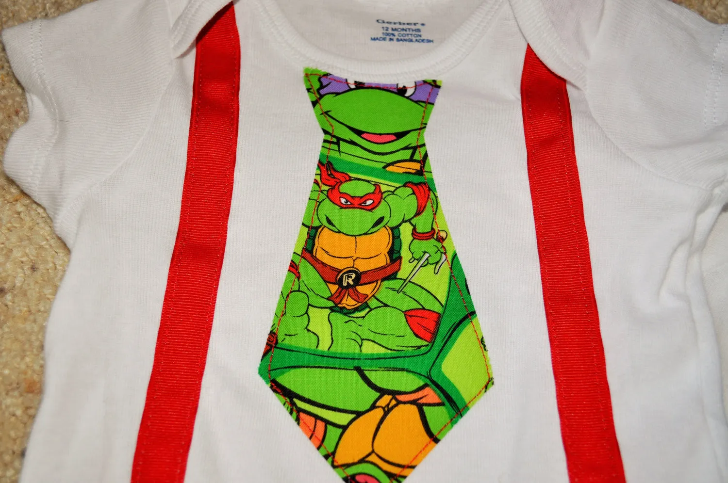 boy Teenage Mutant Ninja Turtles diaper cover or shorts and shirt tie with matching suspender, cake smash