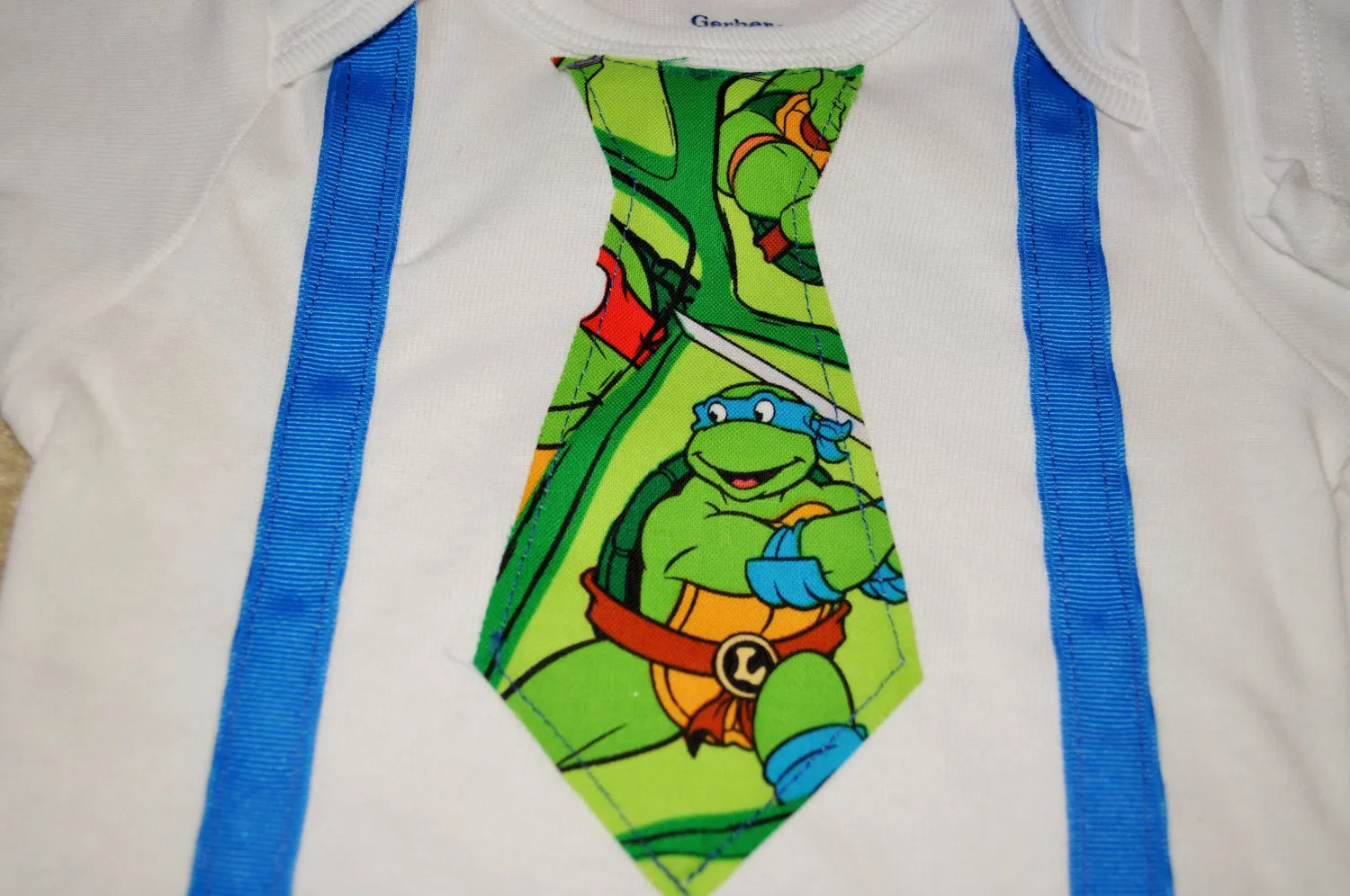 boy Teenage Mutant Ninja Turtles diaper cover or shorts and shirt tie with matching suspender, cake smash