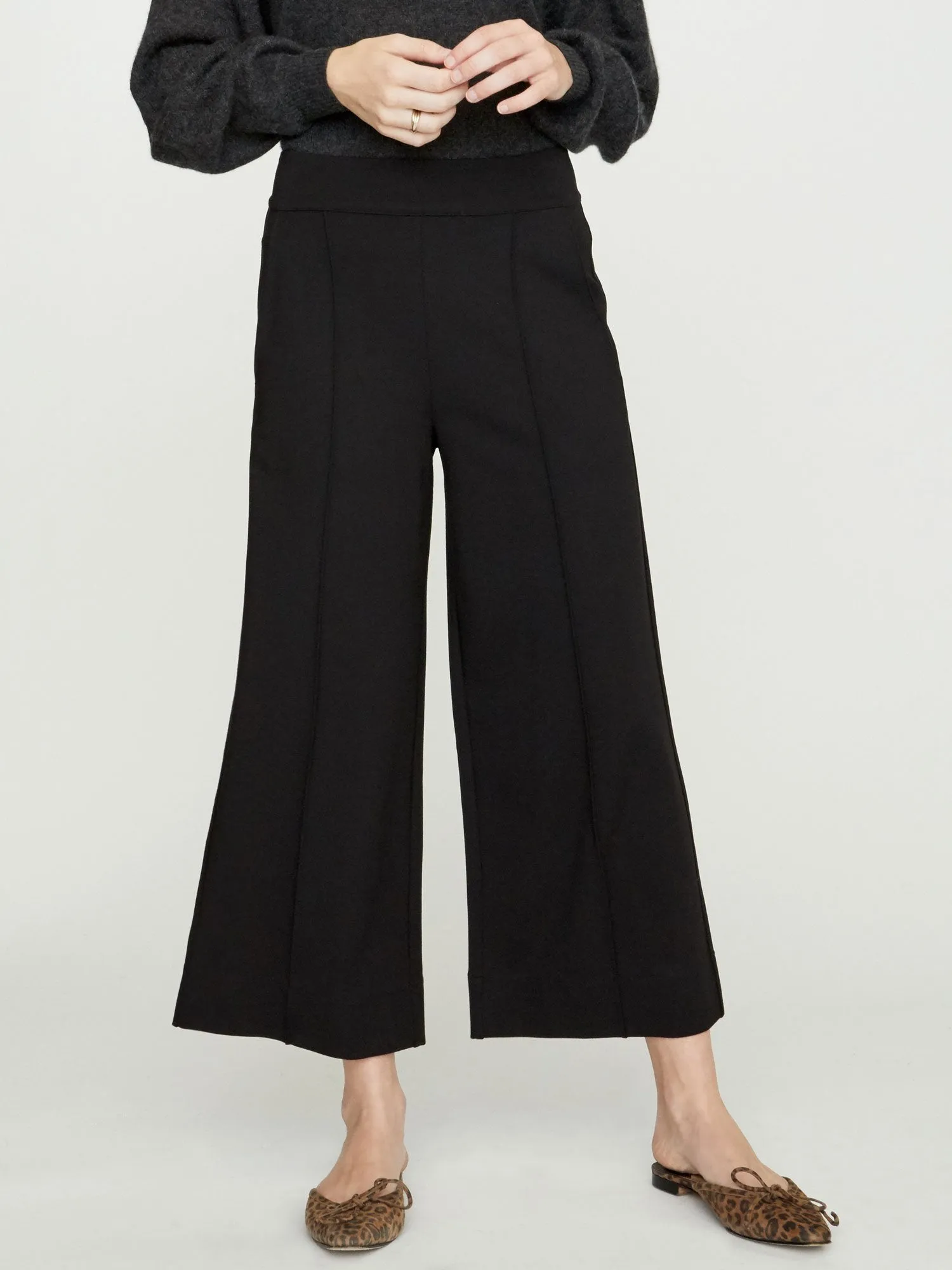 BROCHU WALKER - Rhodes Wide Leg Cropped Trouser Black