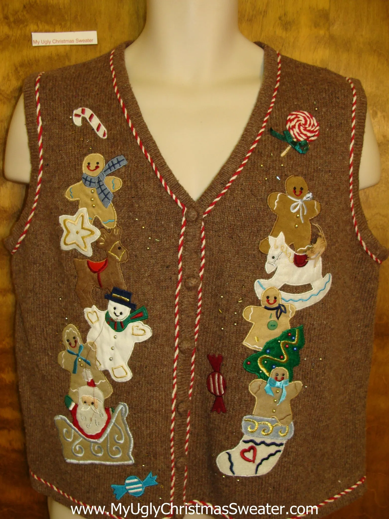 Brown Crafty Corny Christmas Sweater Vest