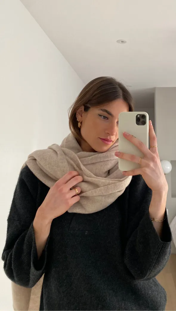 CASHMERE TRAVEL WRAP - OATMEAL