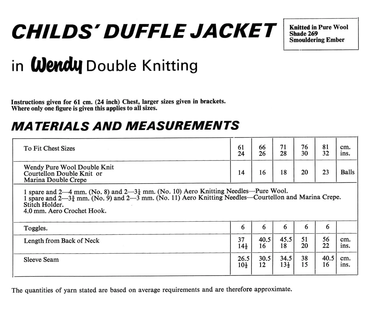 Children's Duffle Coat Knitting Pattern, Boy or Girl, Instant Download