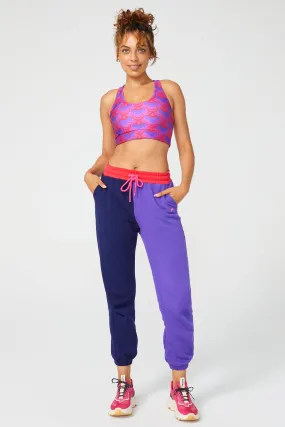 Colorblock Sweatpants in Navy and Electric Purple