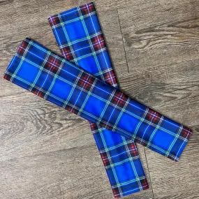 Compression Arm Sleeves in Blue Plaid Print Spandex