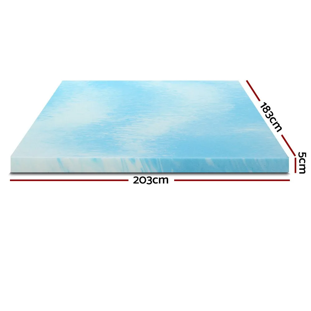 Cool Gel Swirl Infused Memory Foam 5CM Thick Mattress Topper With Bamboo Cover - King