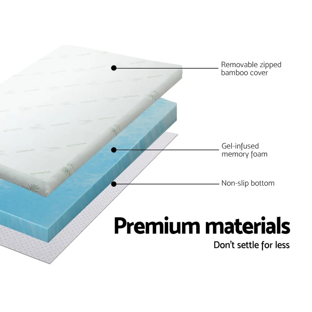 Cool Gel Swirl Infused Memory Foam 5CM Thick Mattress Topper With Bamboo Cover - King