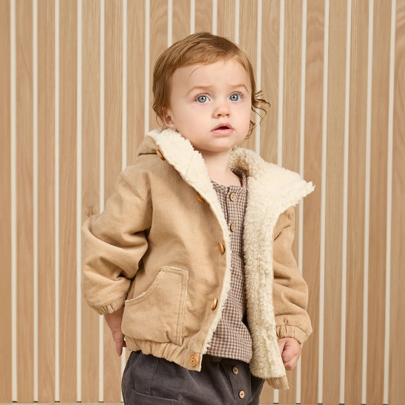 Corduroy Hooded Jacket - Latte