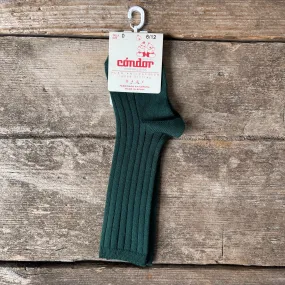 Cotton Rib Knee High Socks | Bottle Green