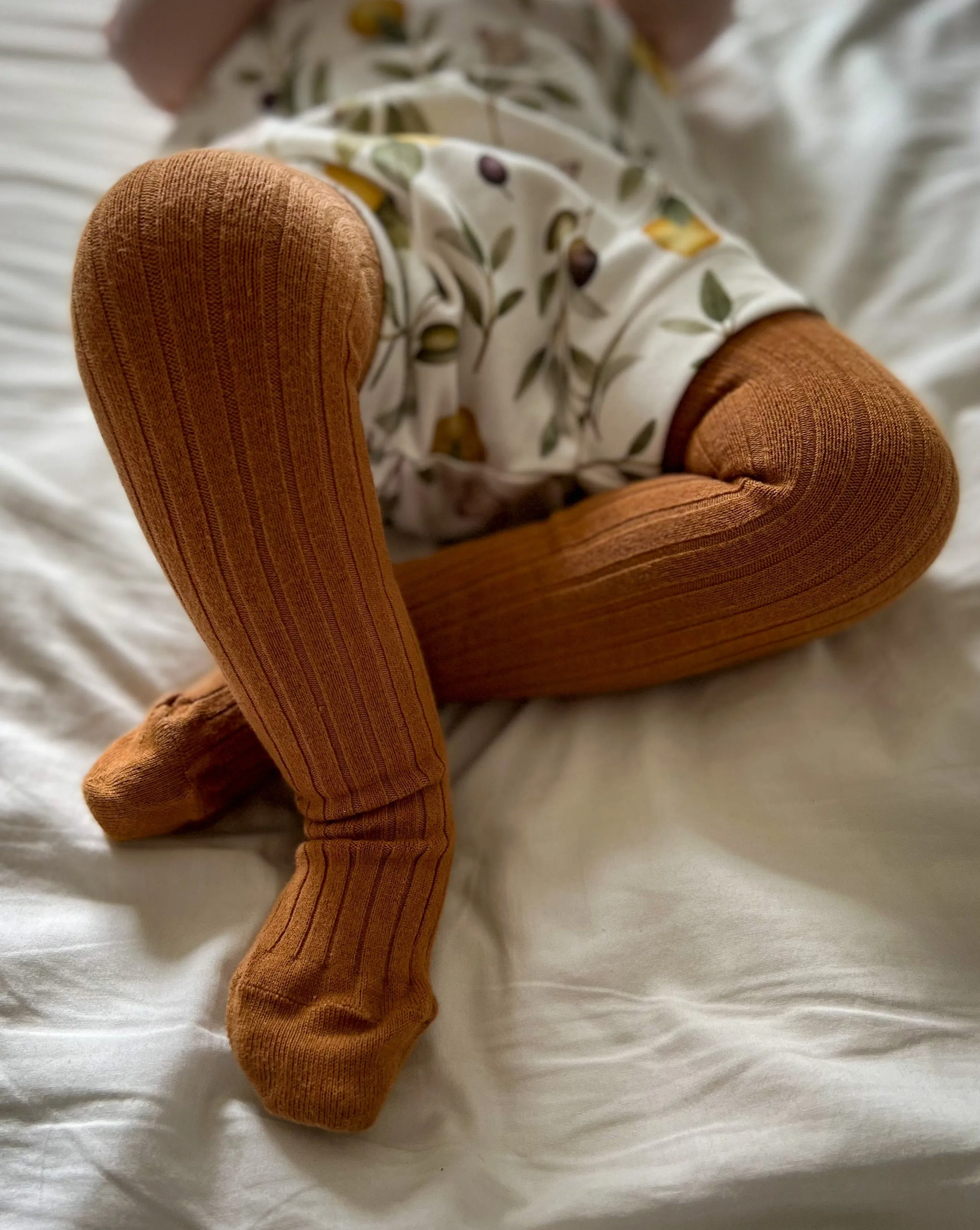 Cotton Rib Tights | Cinnamon