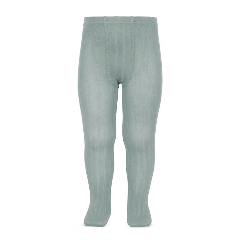 Cotton Rib Tights | Dry Green
